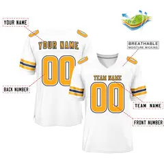 White Yellow-Navy Classic Mesh Authentic Football Jersey 2