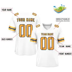 White Yellow-Navy Classic Mesh Authentic Football Jersey 2