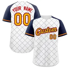 White Yellow Navy-Red Rhombus Authentic Baseball Jersey