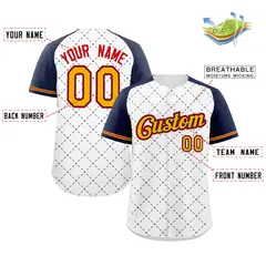 White Yellow Navy-Red Rhombus Authentic Baseball Jersey 2
