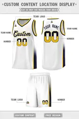 White Yellow Navy Two Tone Font Basketball Jersey 2