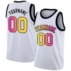 White Yellow-Pink Gradient Fashion Basketball Jersey