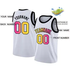 White Yellow-Pink Gradient Fashion Basketball Jersey 2