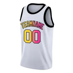 White Yellow-Pink Gradient Fashion Basketball Jersey 3
