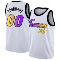 White Yellow Purple Gradient Fashion Basketball Jersey 1