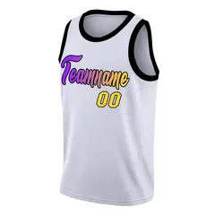 White Yellow Purple Gradient Fashion Basketball Jersey 3