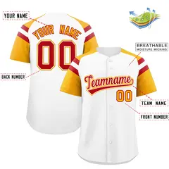 White Yellow Raglan Sleeves Contrast Baseball Jersey 2