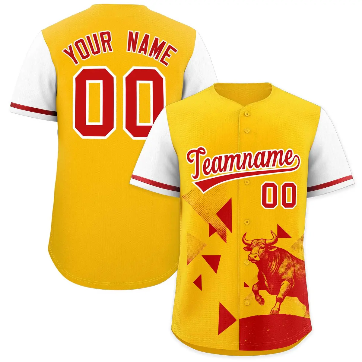 White Yellow Raptor Series Raglan Baseball Jersey
