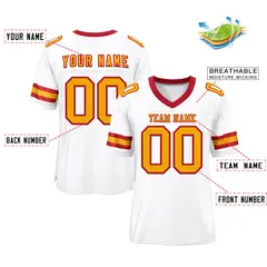 White Yellow-Red Classic Mesh Football Jersey 2