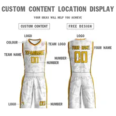 White Yellow Reversible Sets Basketball Jersey 4