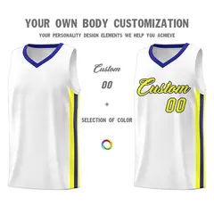 Men's White Yellow-Royal Classic Basketball Jersey 3