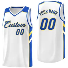 White Yellow-Royal Classic Basketball Jersey