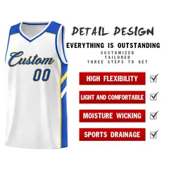 Men's White Yellow-Royal Classic Basketball Jersey 4