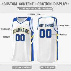 Men's White Yellow-Royal Classic Basketball Jersey 2