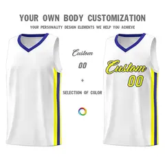 White Yellow-Royal Classic Basketball Jersey Set 3
