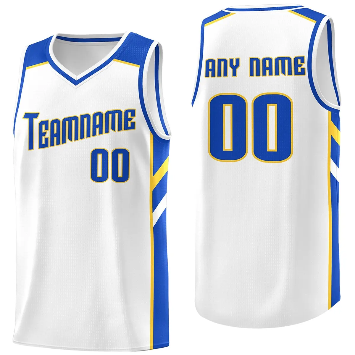 White Yellow Royal Classic Breathable Basketball Jersey