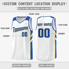 White Yellow Royal Classic Breathable Basketball Jersey 2