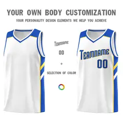 White Yellow Royal Classic Breathable Basketball Jersey 3
