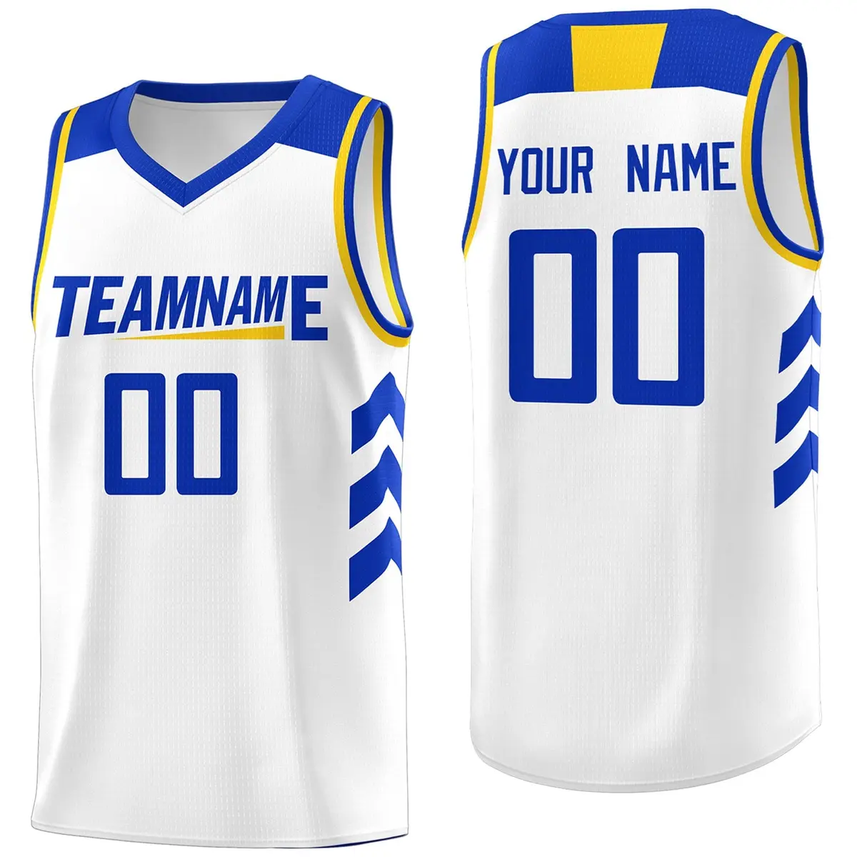 White Yellow-Royal Classic Mesh Sport Basketball Jersey