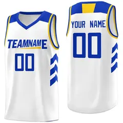 White Yellow-Royal Classic Mesh Sport Basketball Jersey