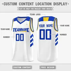 White Yellow-Royal Classic Mesh Sport Basketball Jersey 2