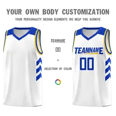 White Yellow-Royal Classic Mesh Sport Basketball Jersey 3