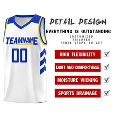 White Yellow-Royal Classic Mesh Sport Basketball Jersey 4