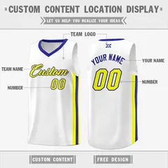 White Yellow-Royal Classic Mesh Sport Basketball Jersey 2