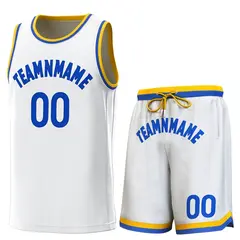 White Yellow-Royal Classic Sets Basketball Jersey 1
