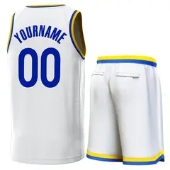 White Yellow-Royal Classic Sets Basketball Jersey 3