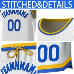 White Yellow-Royal Classic Sets Basketball Jersey 6