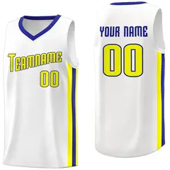 White Yellow Royal Classic Tank Top Basketball Jersey