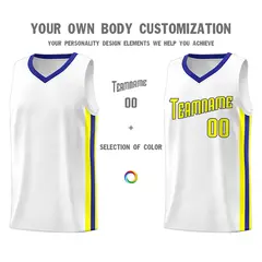 White Yellow Royal Classic Tank Top Basketball Jersey 3