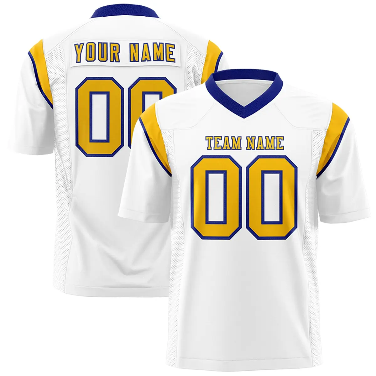 White Yellow Shoulder Cut Two-Tone Flag Football Jersey