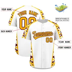 White Yellow Side Camo Baseball Jersey 2