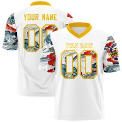 White Yellow Sleeve Ukiyo-e Auspicious Clouds Graffiti Football Jersey 1