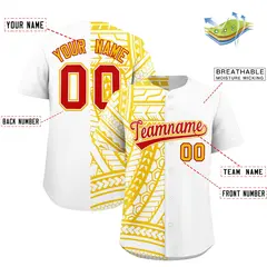 White Yellow Split Tribal Baseball Jersey 2