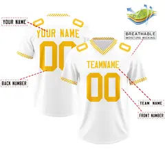 White Yellow Square Neckline Classic Football Jersey 2