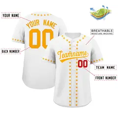 White Yellow Star Ribbing Authentic Baseball Jersey 2