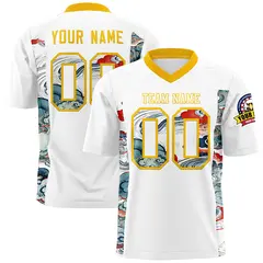 White Yellow Ukiyo-e Auspicious Clouds Graffiti Football Jersey 1
