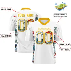 White Yellow Ukiyo-e Auspicious Clouds Graffiti Football Jersey 2
