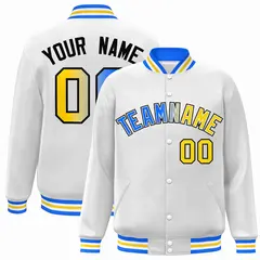 White Yellow-White Gradient Letterman Varsity Jacket
