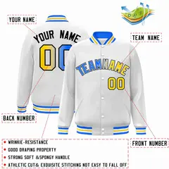 White Yellow-White Gradient Letterman Varsity Jacket 2
