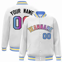 White Yellow-White Gradient Letterman Varsity Jacket
