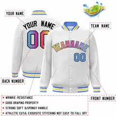 White Yellow-White Gradient Letterman Varsity Jacket 2