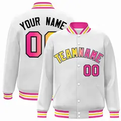 White Yellow-White Gradient Letterman Varsity Jacket