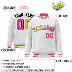 White Yellow-White Gradient Letterman Varsity Jacket 2