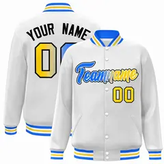 White Yellow-White Gradient Letterman Varsity Jacket