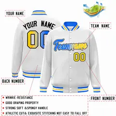 White Yellow-White Gradient Letterman Varsity Jacket 2