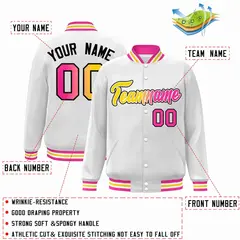 White Yellow-White Gradient Letterman Varsity Jacket 2